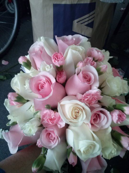 Bouquet pink and white roses