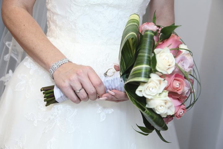 Bride holding bouquet