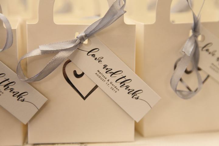 'love and thanks' favour bags