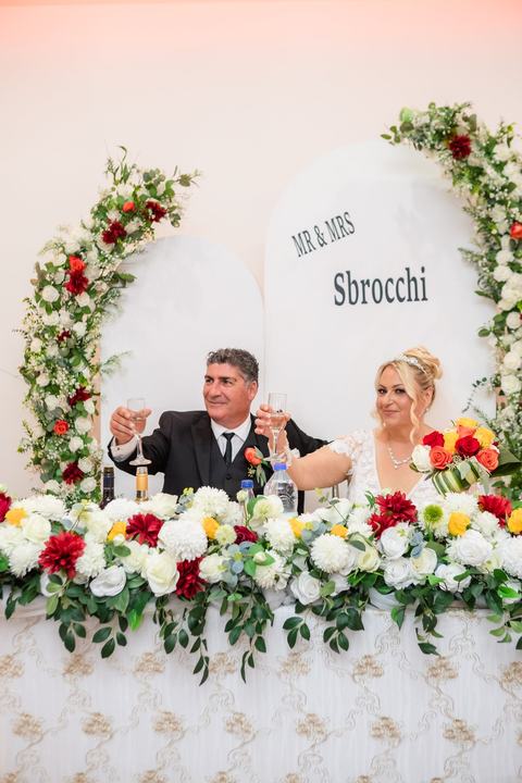 The couple's toast at the head table