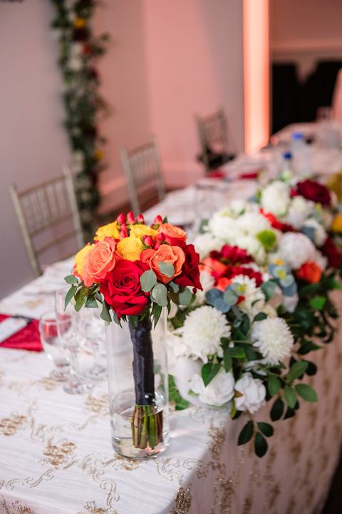Bouquets on head table