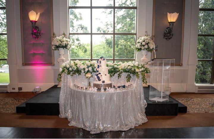 Sweetheart and cake table windows wide
